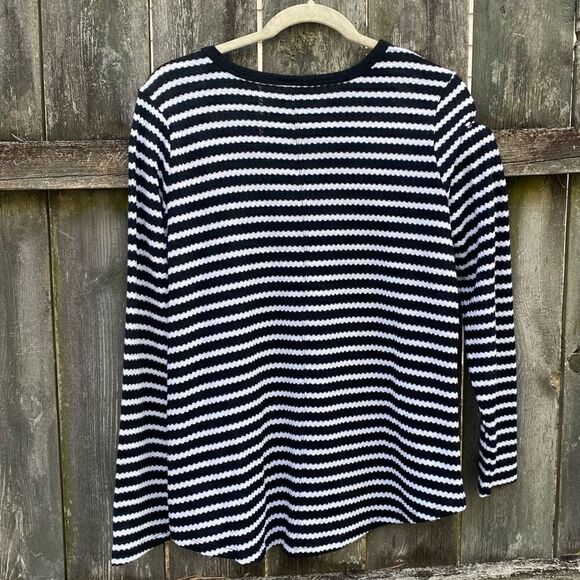 Torrid Waffle Notch Neck Long Sleeve Tee Striped | 0 L - Picture 5 of 5